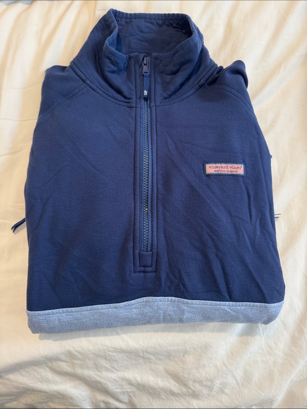 Vineyard Vines Dream Cloth Navy Half-Zip with Light Hem Accent